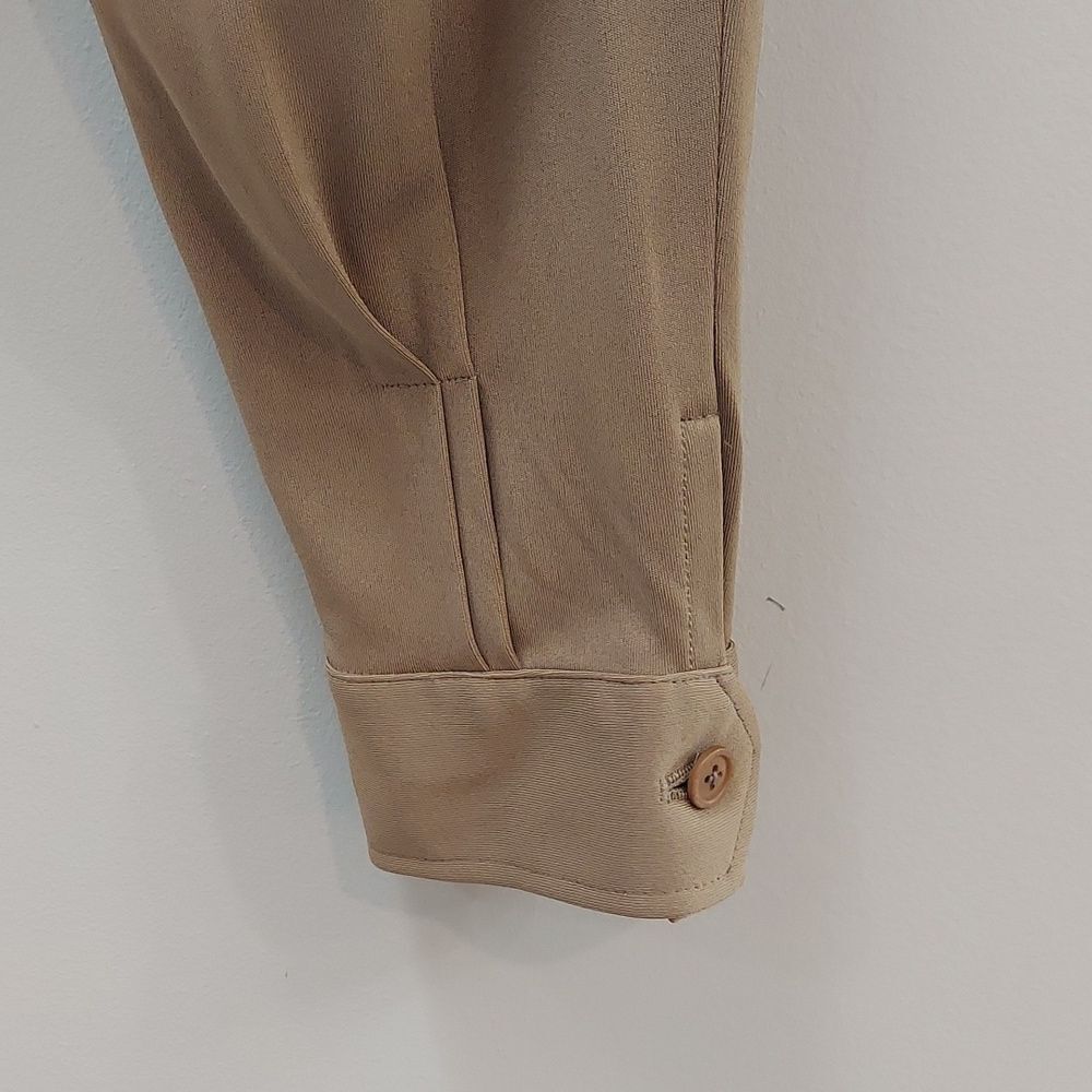 Ralph Lauren Trouser Pants Leather Belt Detail Cuff Hem Pocket Viscose Khaki  4 - Picture 3 of 13